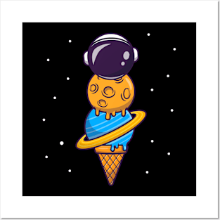 Cute Astronaut Ice cream Posters and Art